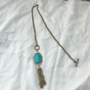 Designer style gold necklace with turquoise stone